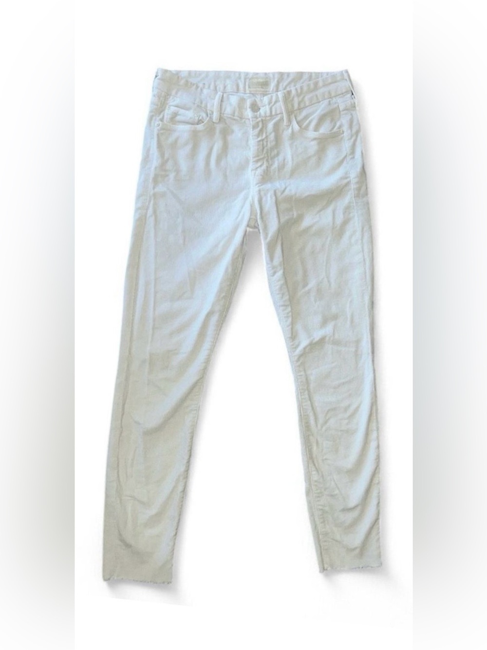 MOTHER Looker Ankle Fray Corduroy Jeans Size 27 Hopscotch High Rise Skinny Beige